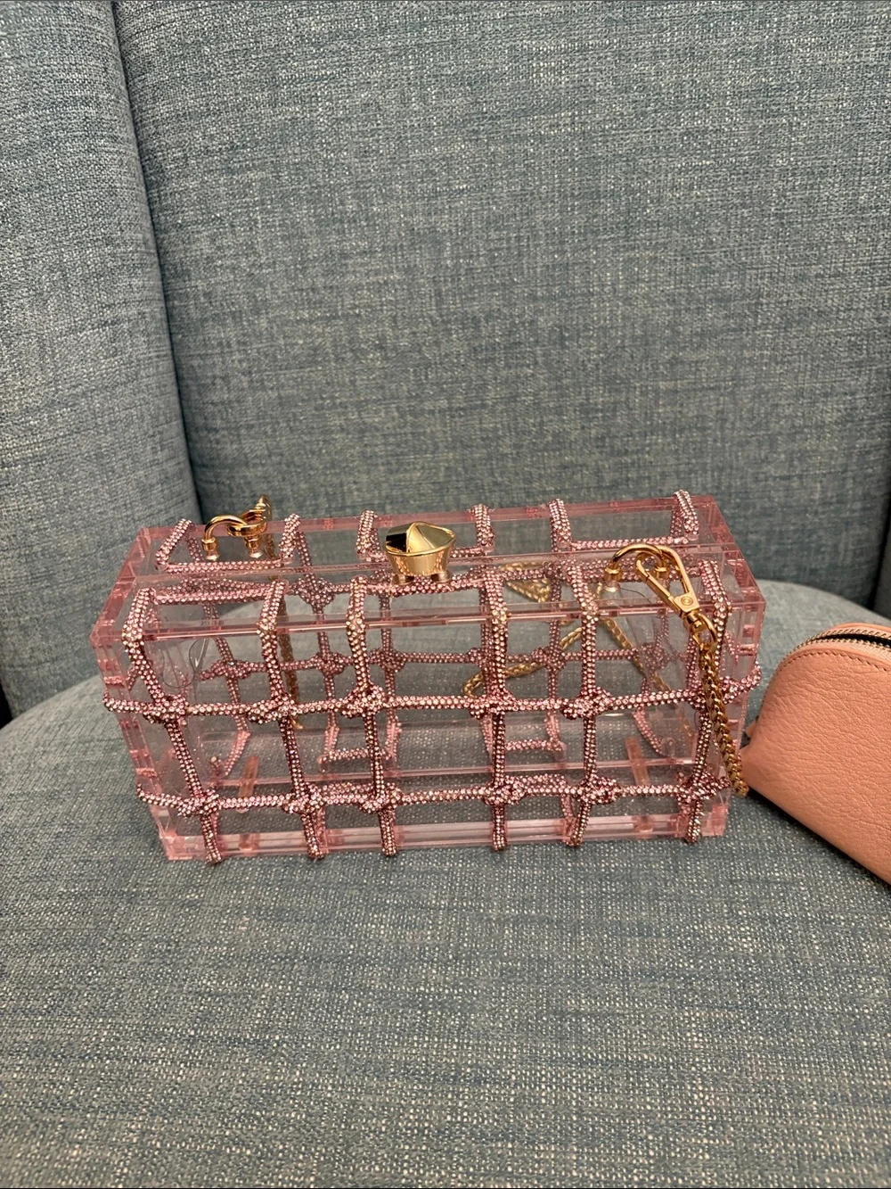 Altar'd State Pink Crystal Grid Crossbody with Gold Chain Strap - Picture 12 of 16